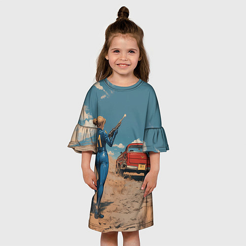 Детское платье Fallout девушка и старое авто / 3D-принт – фото 3