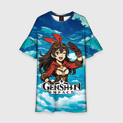 Платье клеш для девочки Эмбер из Genshin Impact в облаках, цвет: 3D-принт