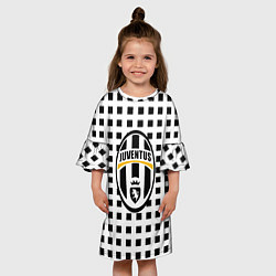 Платье клеш для девочки Ювентус клетка геометрия, цвет: 3D-принт — фото 2