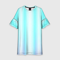 Платье клеш для девочки Neon white blue lines, цвет: 3D-принт