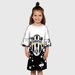 Платье клеш для девочки Juventus белые краски текстура, цвет: 3D-принт — фото 2
