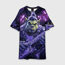 Платье клеш для девочки Гитарист Шрек, цвет: 3D-принт