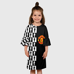 Платье клеш для девочки Манчестер Юнайтед текстура люди, цвет: 3D-принт — фото 2