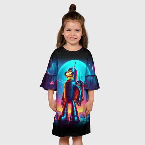 Детское платье Космонавт Бендер на неоновой планете / 3D-принт – фото 3