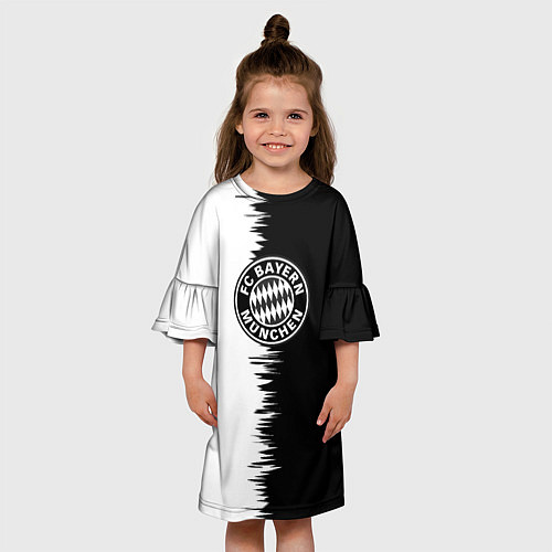 Детское платье Бавария Мюнхен черно белые штрихи / 3D-принт – фото 3