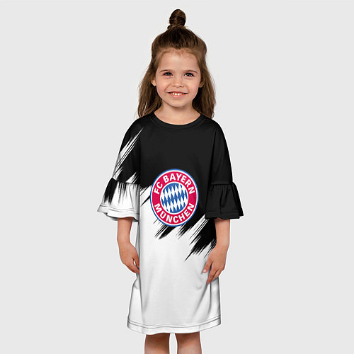 Детское платье Бавария Мюнхен черно белые штрихи / 3D-принт – фото 3