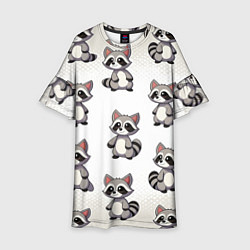 Платье клеш для девочки Много енотов, цвет: 3D-принт