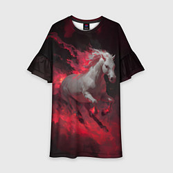 Платье клеш для девочки Белая лошадь с красными эффектами, цвет: 3D-принт