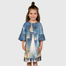 Платье клеш для девочки Новый год в Москве, цвет: 3D-принт — фото 2