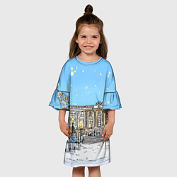 Платье клеш для девочки Новогодний день в Москве, цвет: 3D-принт — фото 2