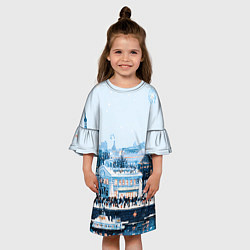 Платье клеш для девочки Иллюстрация Московский новый год, цвет: 3D-принт — фото 2