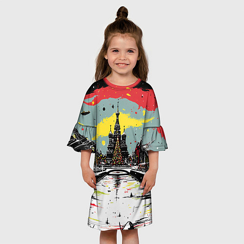 Детское платье Праздничная новогодняя Москва / 3D-принт – фото 3
