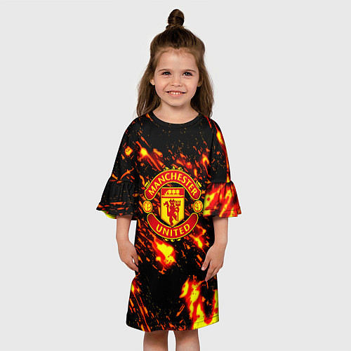 Детское платье Манчестер Юнайтед огненные краски / 3D-принт – фото 3
