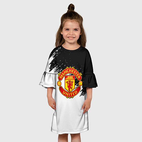 Детское платье Манчестер Юнайтед краски белые / 3D-принт – фото 3