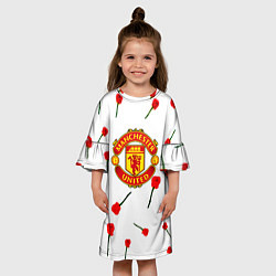 Платье клеш для девочки Манчестер Юнайтед розы паттерн, цвет: 3D-принт — фото 2