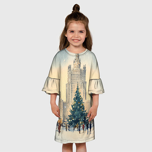 Детское платье Москва новогодняя елка / 3D-принт – фото 3