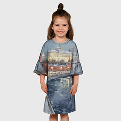 Платье клеш для девочки Новогодние праздники в Москве, цвет: 3D-принт — фото 2