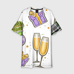 Платье клеш для девочки Новогодний вайб, цвет: 3D-принт