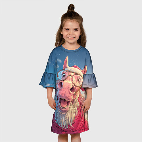 Детское платье Радостный новогодний конь / 3D-принт – фото 3