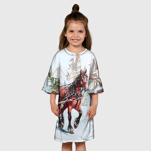 Детское платье Лошадка с упряжкой подарков / 3D-принт – фото 3