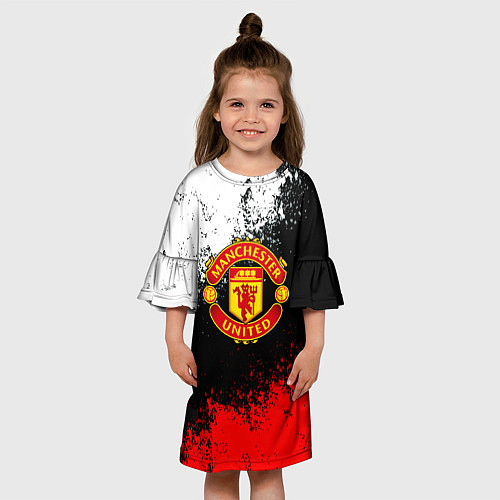 Детское платье Манчестер Юнайтед краски всплеск / 3D-принт – фото 3
