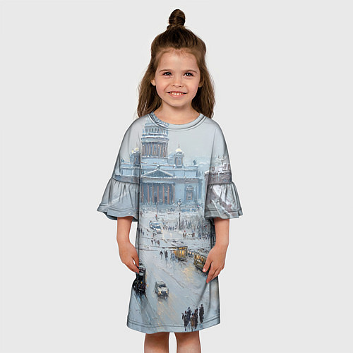 Детское платье Новогодняя улица Питера / 3D-принт – фото 3