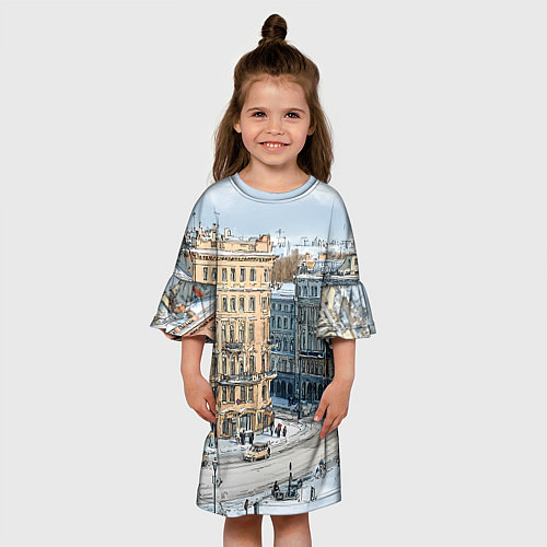 Детское платье Зимняя улица Питера / 3D-принт – фото 3