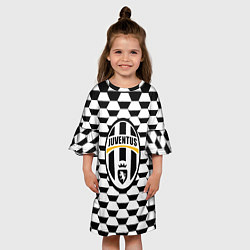 Платье клеш для девочки Juventus геометрия черно белая, цвет: 3D-принт — фото 2