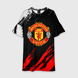 Платье клеш для девочки Манчестер Юнайтед x Ювентус краски, цвет: 3D-принт