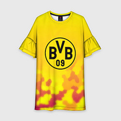 Платье клеш для девочки Borussia камуфляж желтый текстура, цвет: 3D-принт