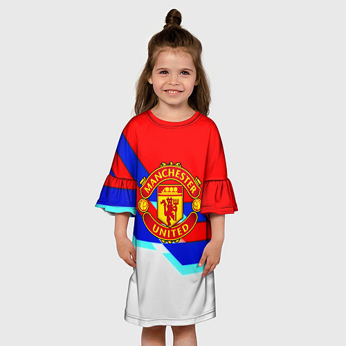 Детское платье Манчестер Юнайтед полосы геометрия / 3D-принт – фото 3