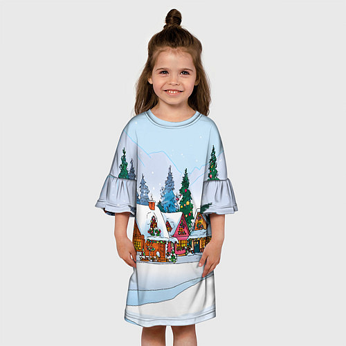 Детское платье Новогодник дворик / 3D-принт – фото 3