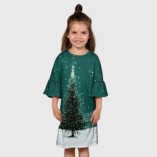 Детское платье Новый год в зеленом стиле / 3D-принт – фото 3