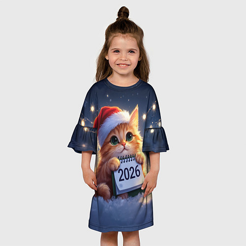 Детское платье Кот который ждет новый год / 3D-принт – фото 3