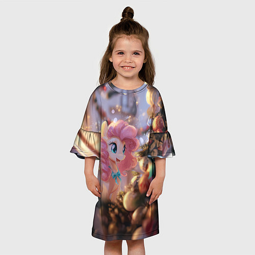 Детское платье Милая новогодняя лошадка с крыльями / 3D-принт – фото 3