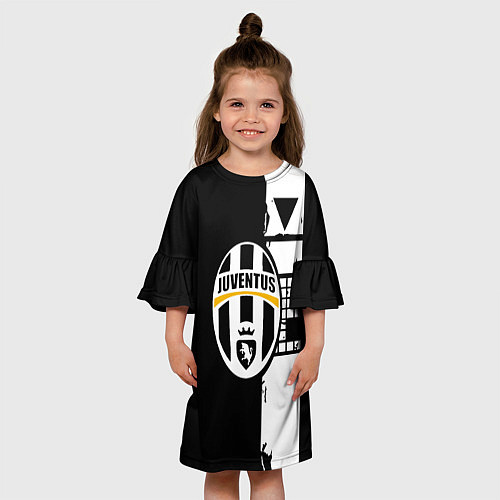 Детское платье Ювентус геометрия белая / 3D-принт – фото 3