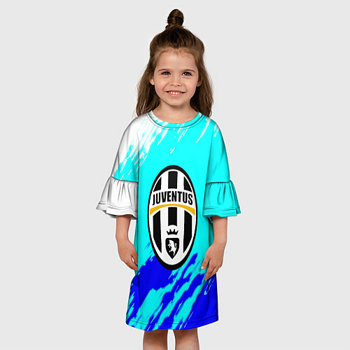 Детское платье Ювентус краски штрихи текстура / 3D-принт – фото 3