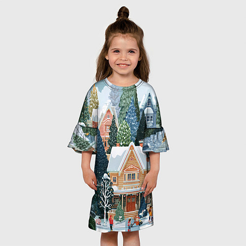 Детское платье Новогодний елочный двор / 3D-принт – фото 3