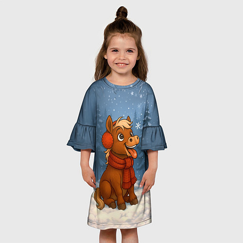 Детское платье Лошадка ловит снежинку / 3D-принт – фото 3