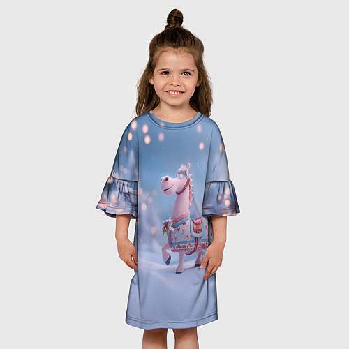 Детское платье Новогодняя милая лошадка / 3D-принт – фото 3