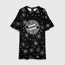 Платье клеш для девочки Бавария Мюнхен зима снежинки, цвет: 3D-принт