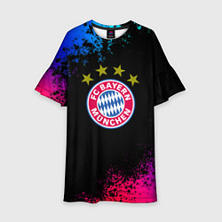 Платье клеш для девочки Бавария Мюнхен краски неон градиент, цвет: 3D-принт