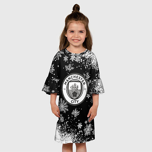 Детское платье Манчестер сити снежинки новый год / 3D-принт – фото 3