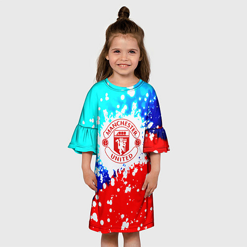 Детское платье Манчестер Юнайтед неон / 3D-принт – фото 3