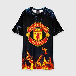 Платье клеш для девочки Манчестер Юнайтед лёд и огонь, цвет: 3D-принт