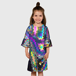 Платье клеш для девочки Абстракция переливы, цвет: 3D-принт — фото 2