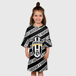 Платье клеш для девочки Ювентус полосы линии спорт, цвет: 3D-принт — фото 2