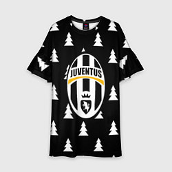 Платье клеш для девочки Ювентус ёлочки паттерн, цвет: 3D-принт