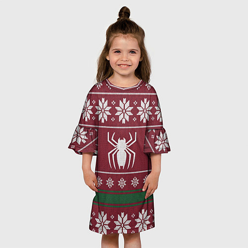 Детское платье Рождественский свитер Человека паука / 3D-принт – фото 3