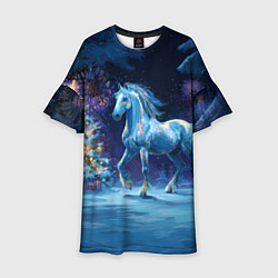 Детское платье Сияющая новогодняя лошадка